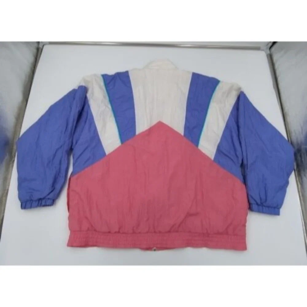 Vintage Bold Spirit Womens Nylon Windbreaker Jacket Size XL Grannycore Pastel 90